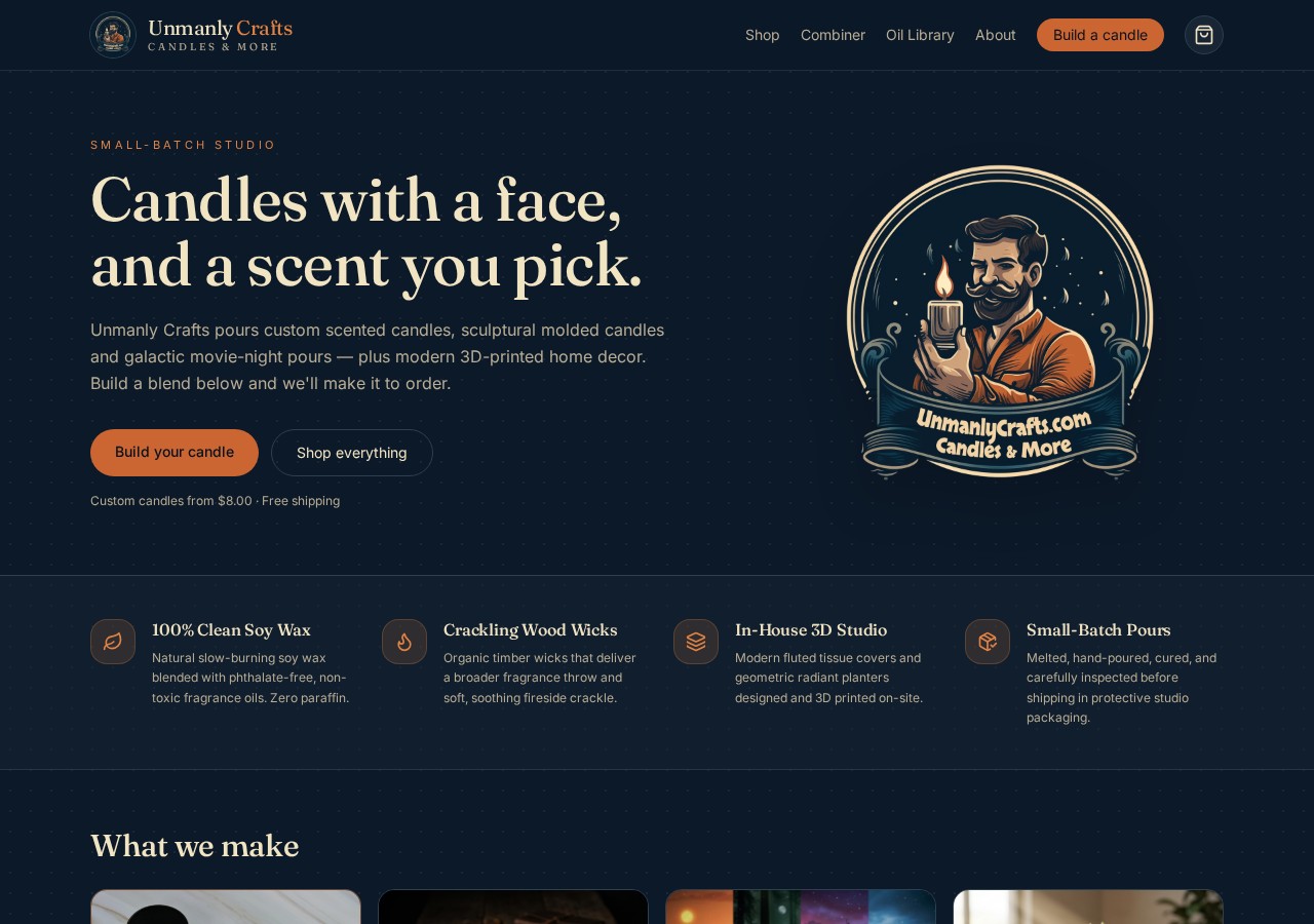 Unmanly Crafts website screenshot